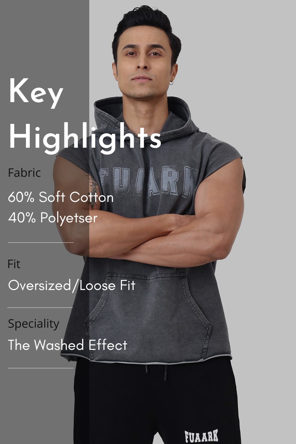 Shadow Washed Capsleeves Hoodie Dark Grey