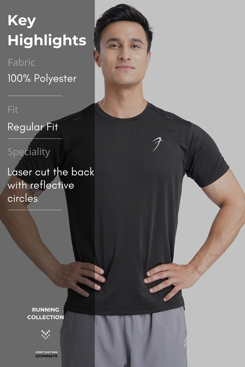 Laser Cut Running T-shirt Black