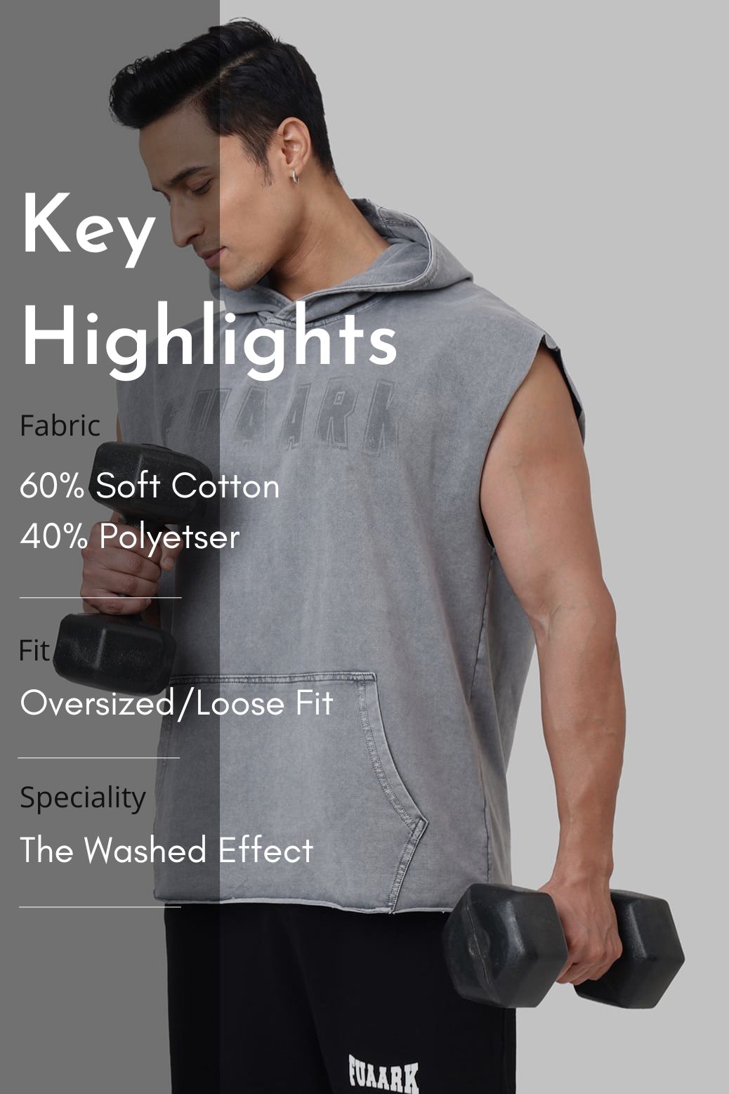 Shadow Washed Capsleeves Hoodie Light Grey