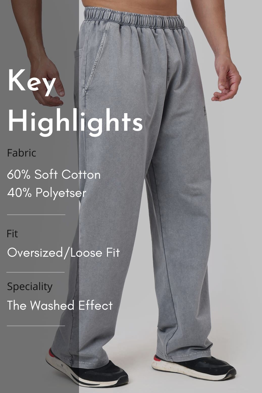 Shadow Washed Straight Tracks Light Grey