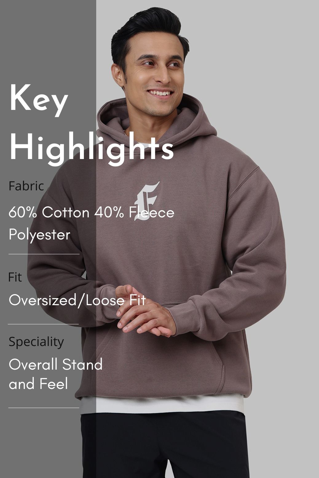 Rage Oversized Hoodie Brown