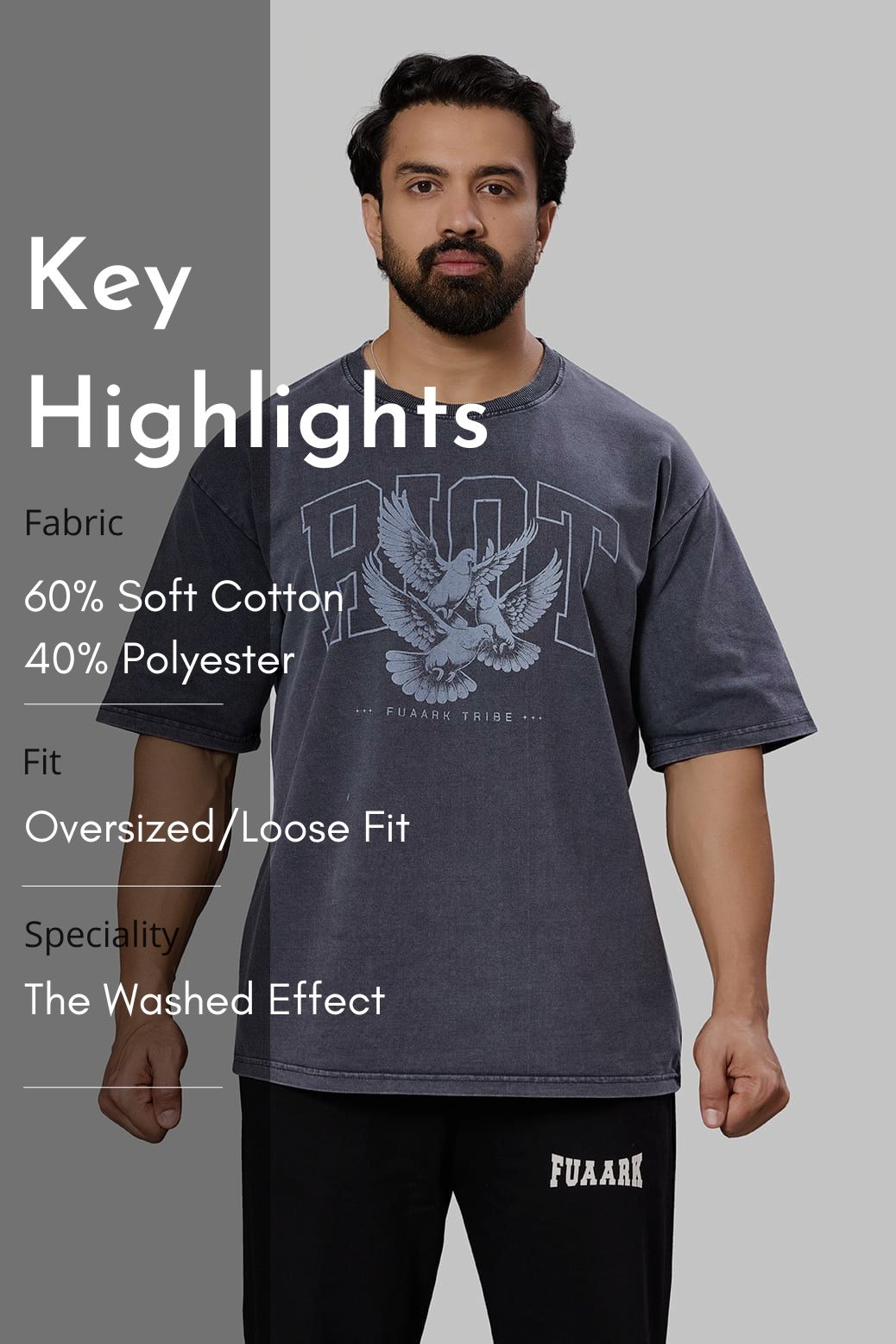 Shadow Washed Oversized T-shirt Dark Grey