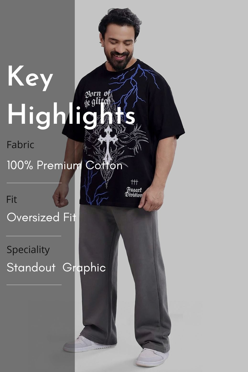 Born Of The Glitch Oversized T-shirt Black