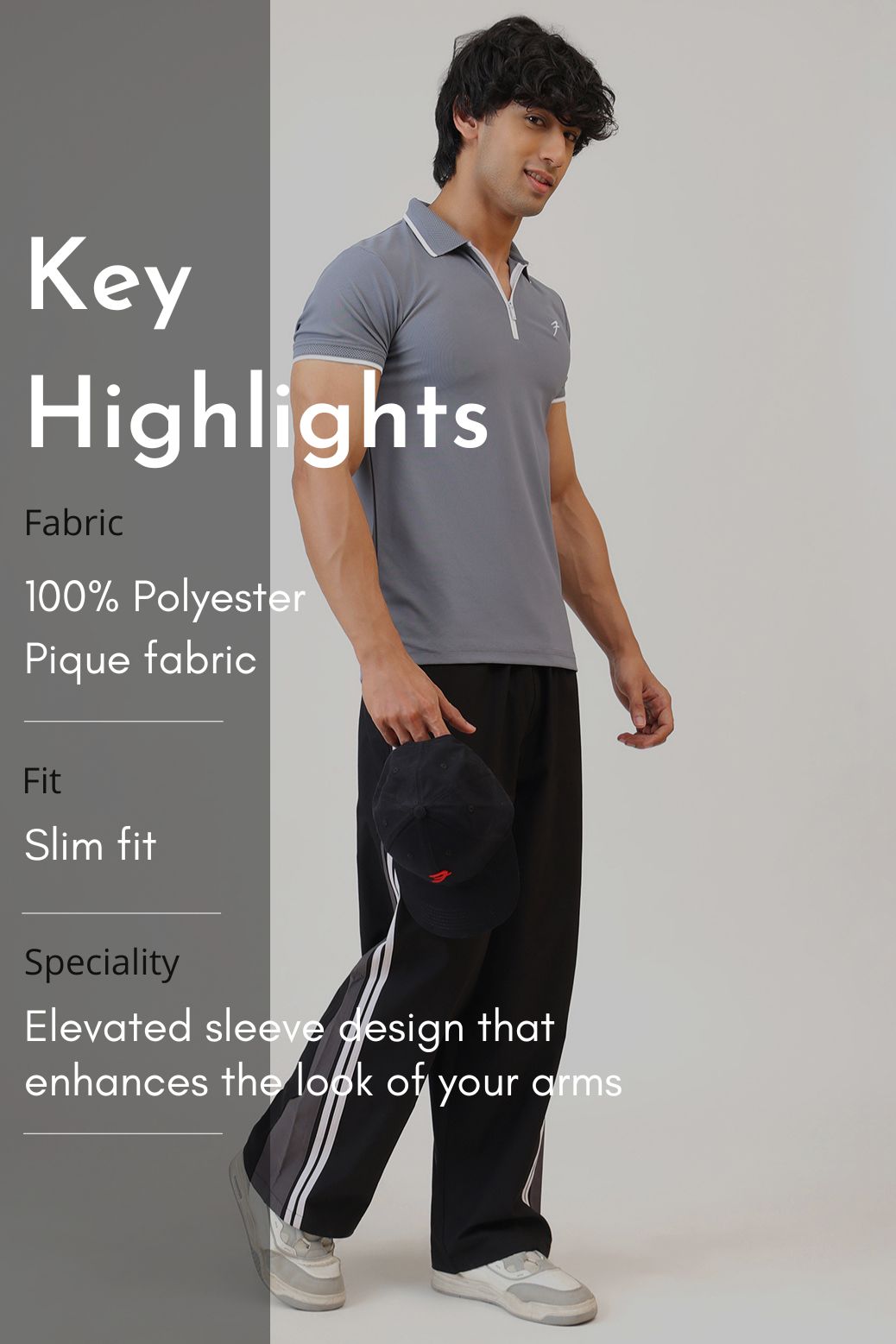 Stride Polo T-shirt Grey