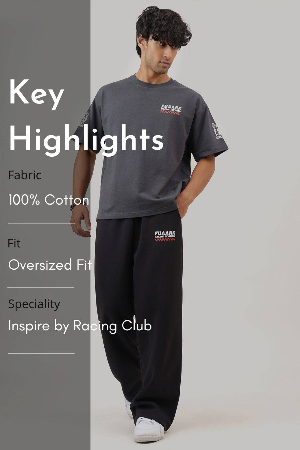 Fuaark Racing Division Oversized T-shirt Dark Grey