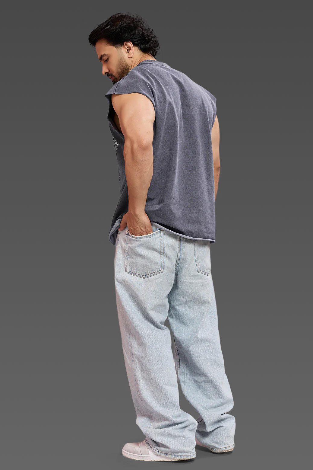 Ascend Washed Capsleeve Tank Dark Grey