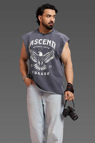 Ascend Washed Capsleeve Tank Dark Grey