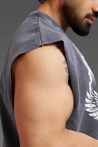 Ascend Washed Capsleeve Tank Dark Grey