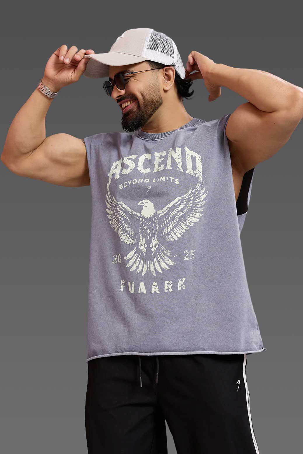 Ascend Washed Capsleeve Tank Light Grey
