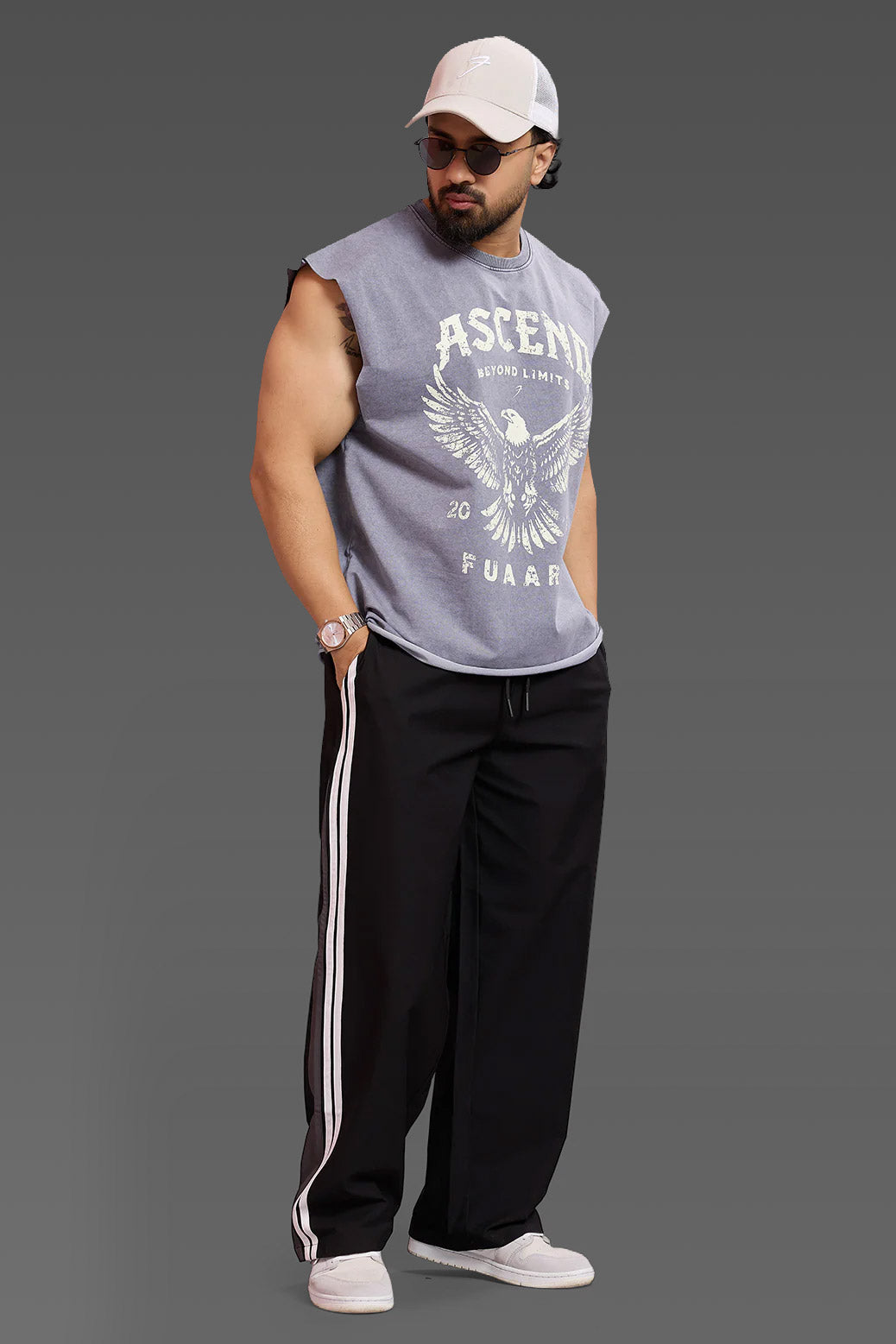 Ascend Washed Capsleeve Tank Light Grey