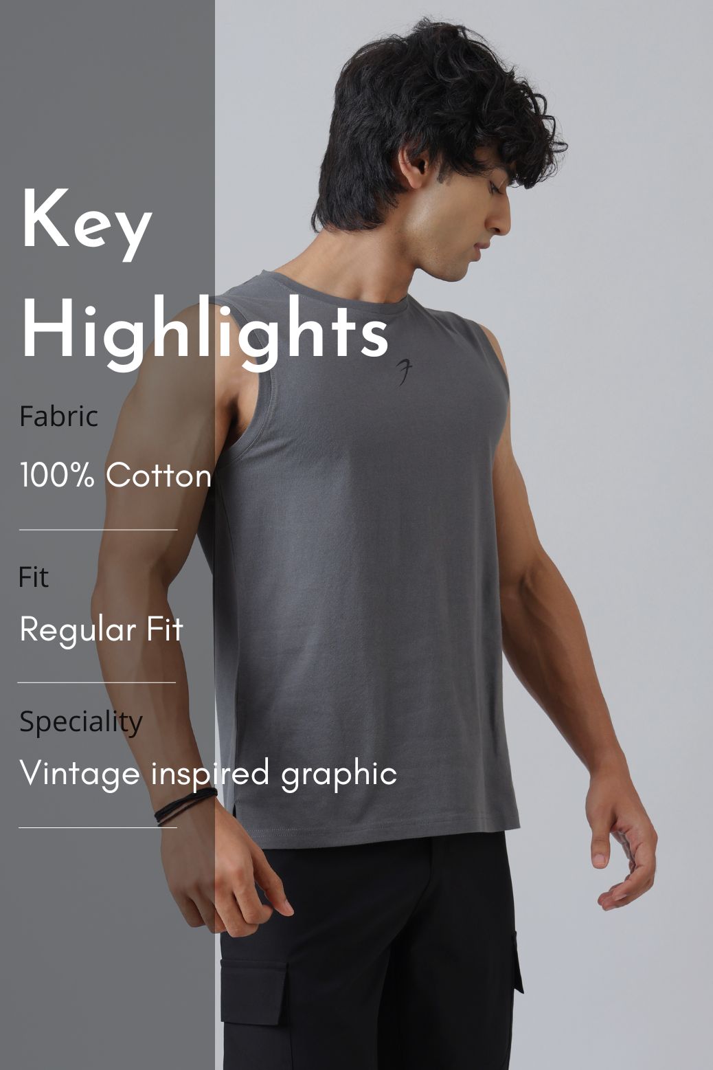 Built Strong Muscle Tank Grey