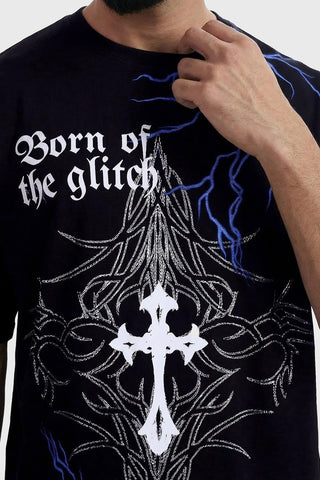 Born Of The Glitch Oversized T-shirt Black