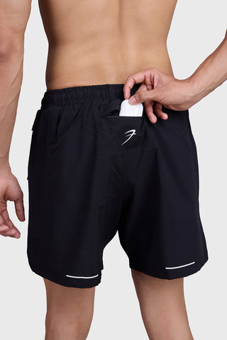 2 in 1 Mesh Shorts Black With White