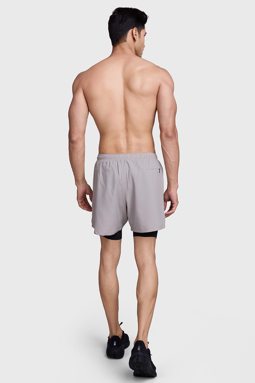 2 in 1 Laser Shorts Beige With Black