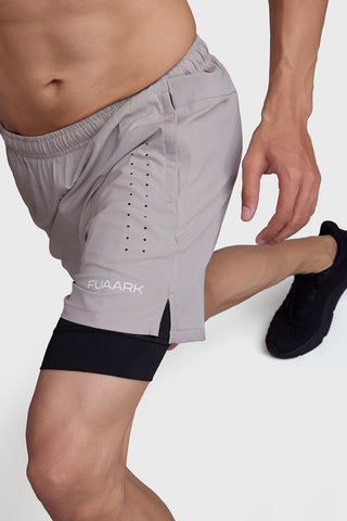 2 in 1 Laser Shorts Beige With Black