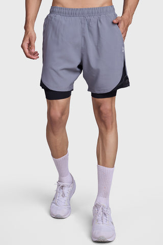 2 in 1 Mesh Shorts Foggy Grey With Black