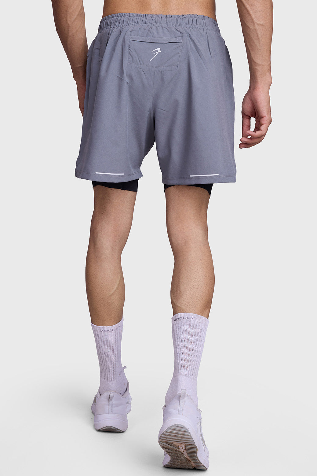 2 in 1 Mesh Shorts Foggy Grey With Black