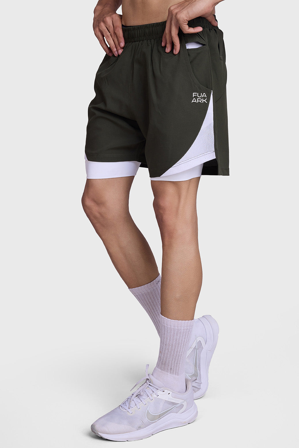 2 in 1 Mesh Shorts Olive