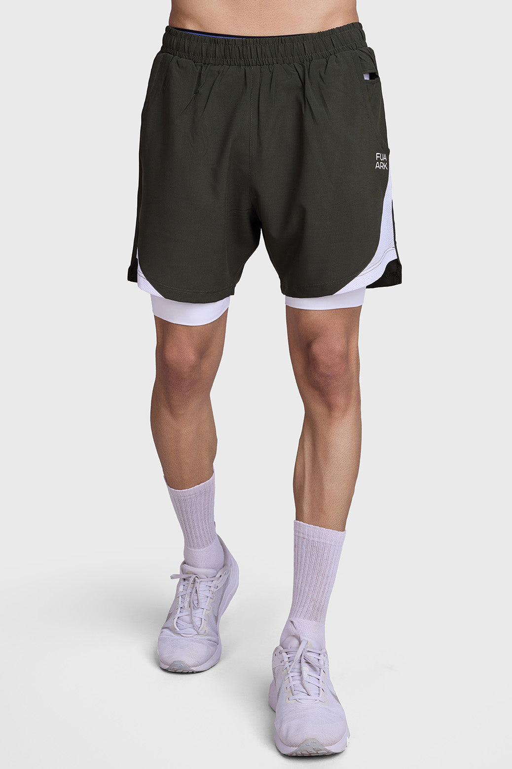 2 in 1 Mesh Shorts Olive