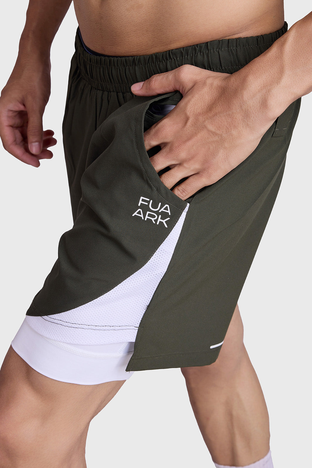 2 in 1 Mesh Shorts Olive