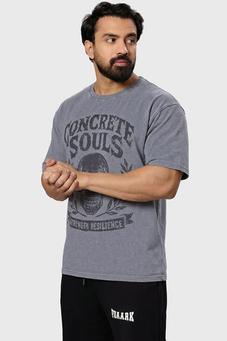 Concrete Soul Washed Oversized T-shirt Light Grey
