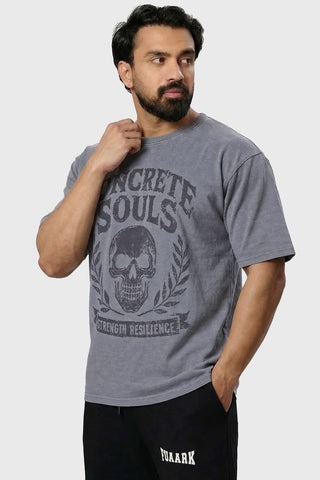 Concrete Soul Washed Oversized T-shirt Light Grey