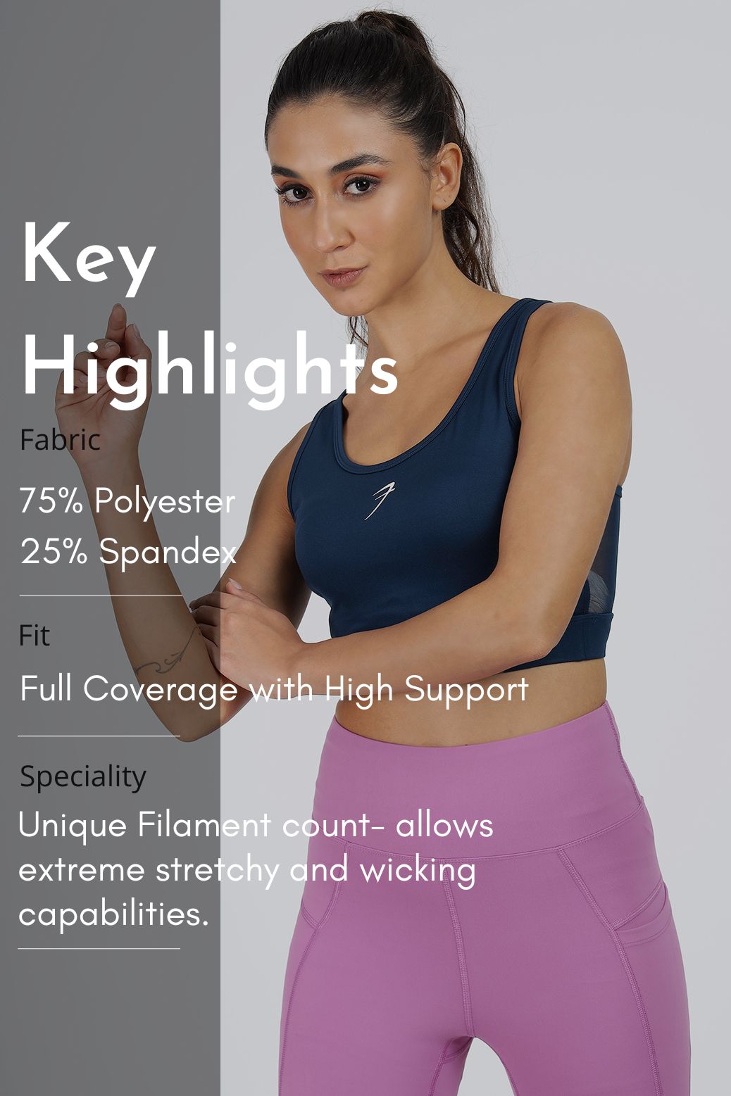 Active Full Support Sports Bra Navy