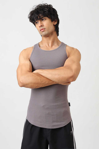 Essential Ribbed Tank Grey