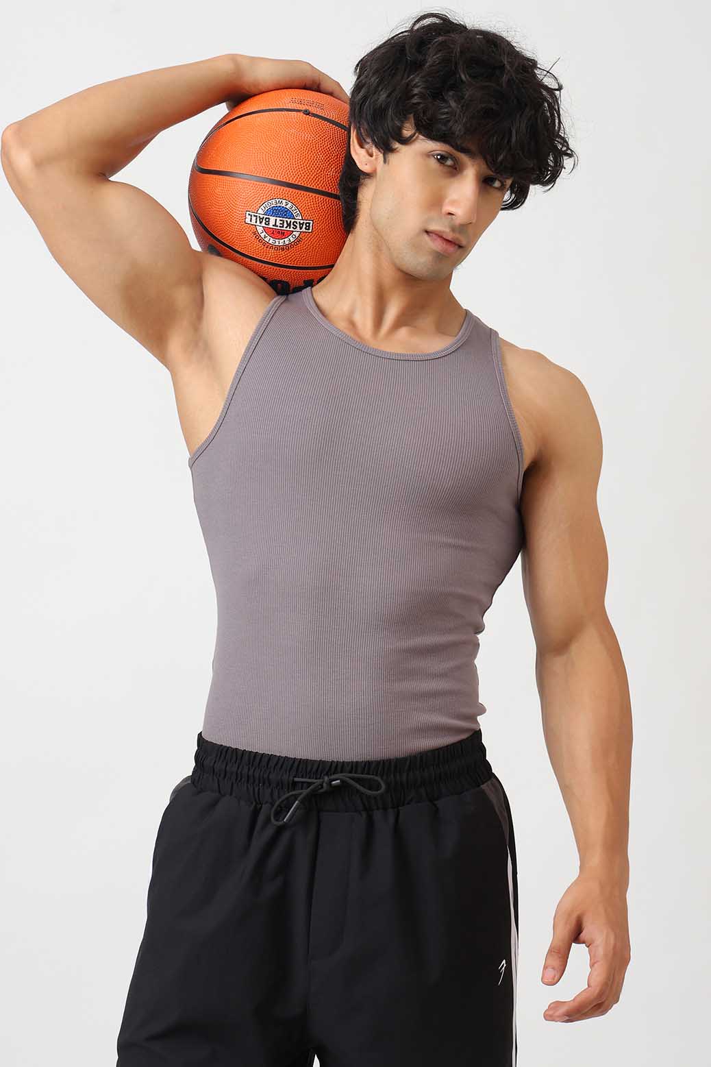 Essential Ribbed Tank Grey