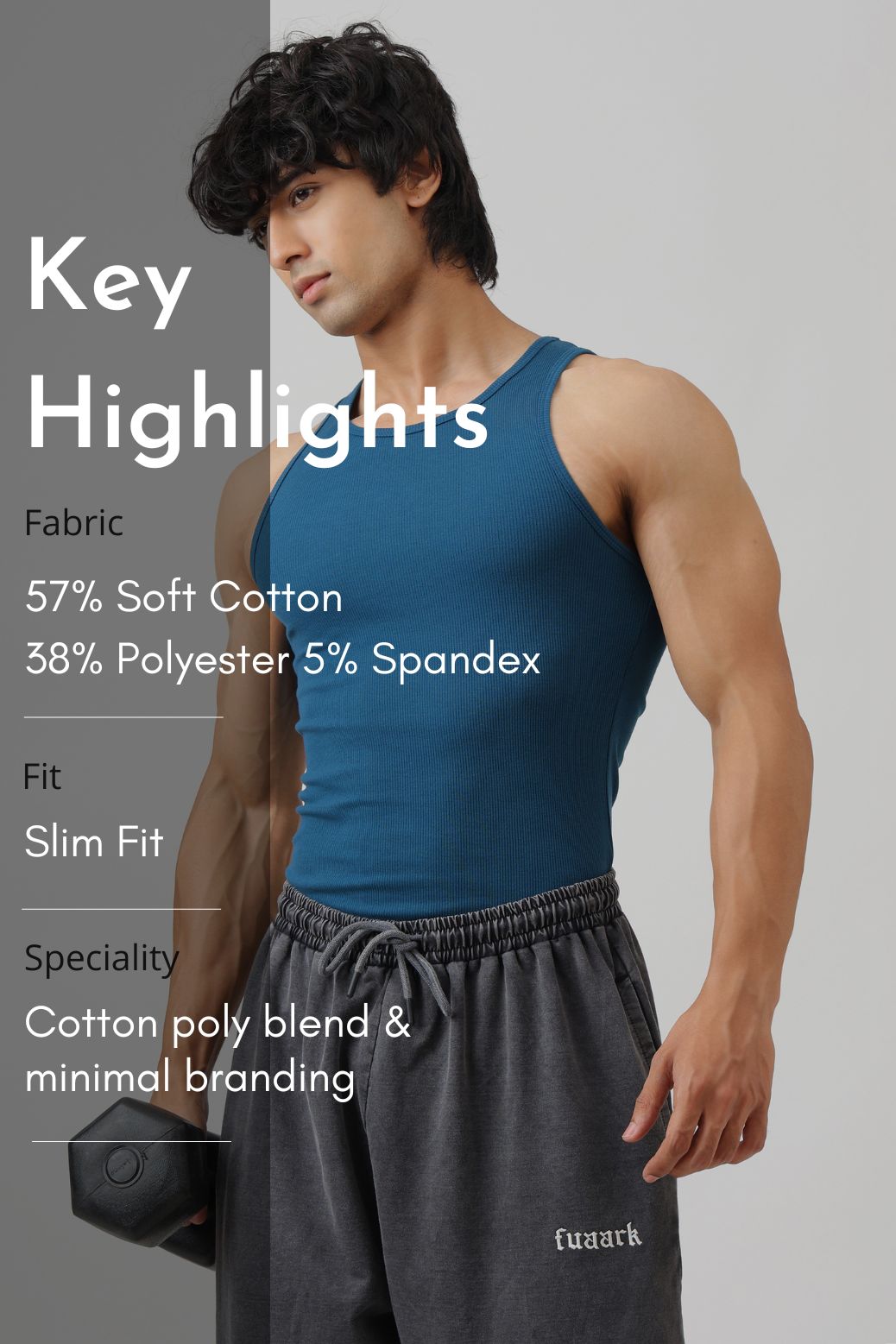 Essential Ribbed Tank Teal