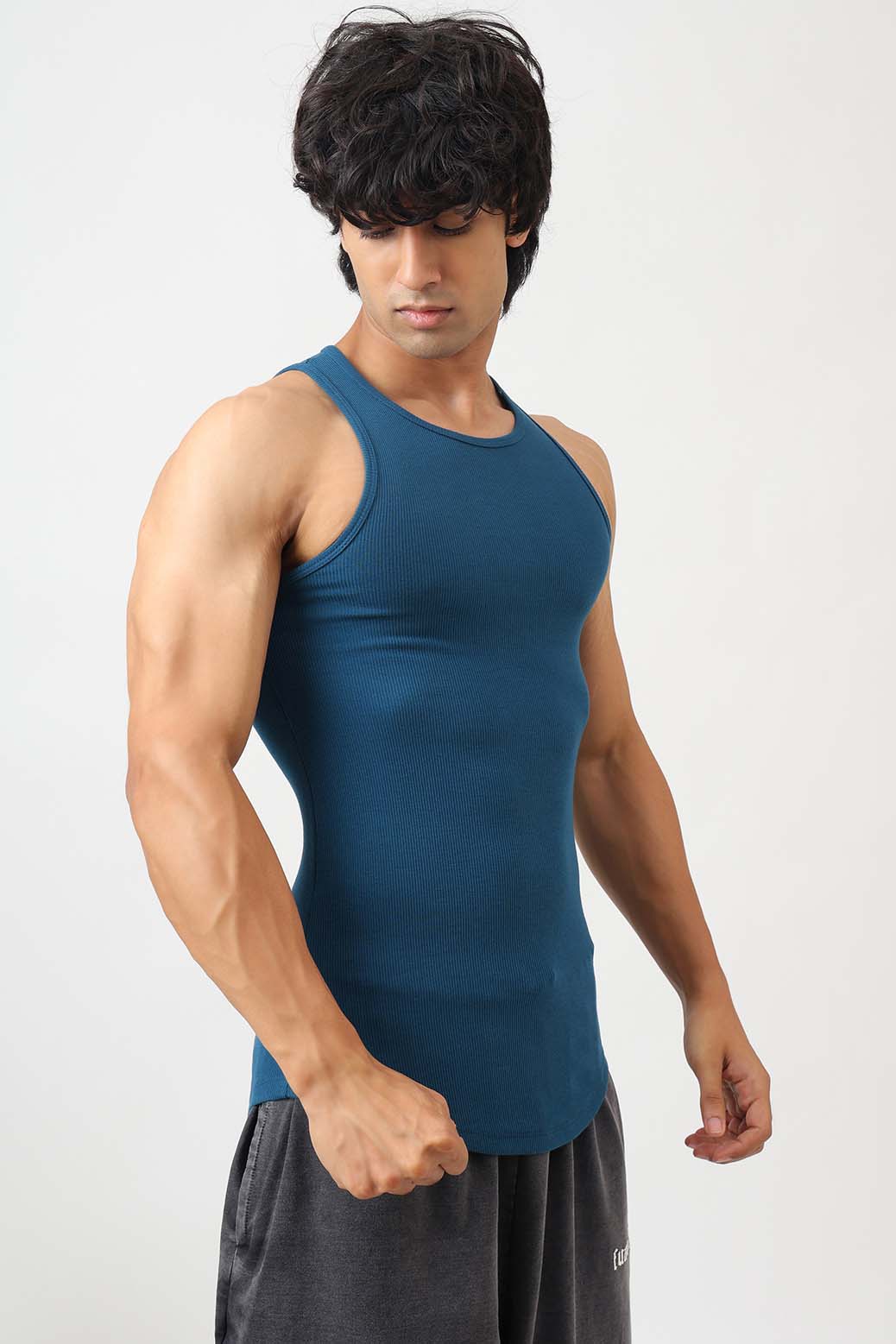 Essential Ribbed Tank Teal