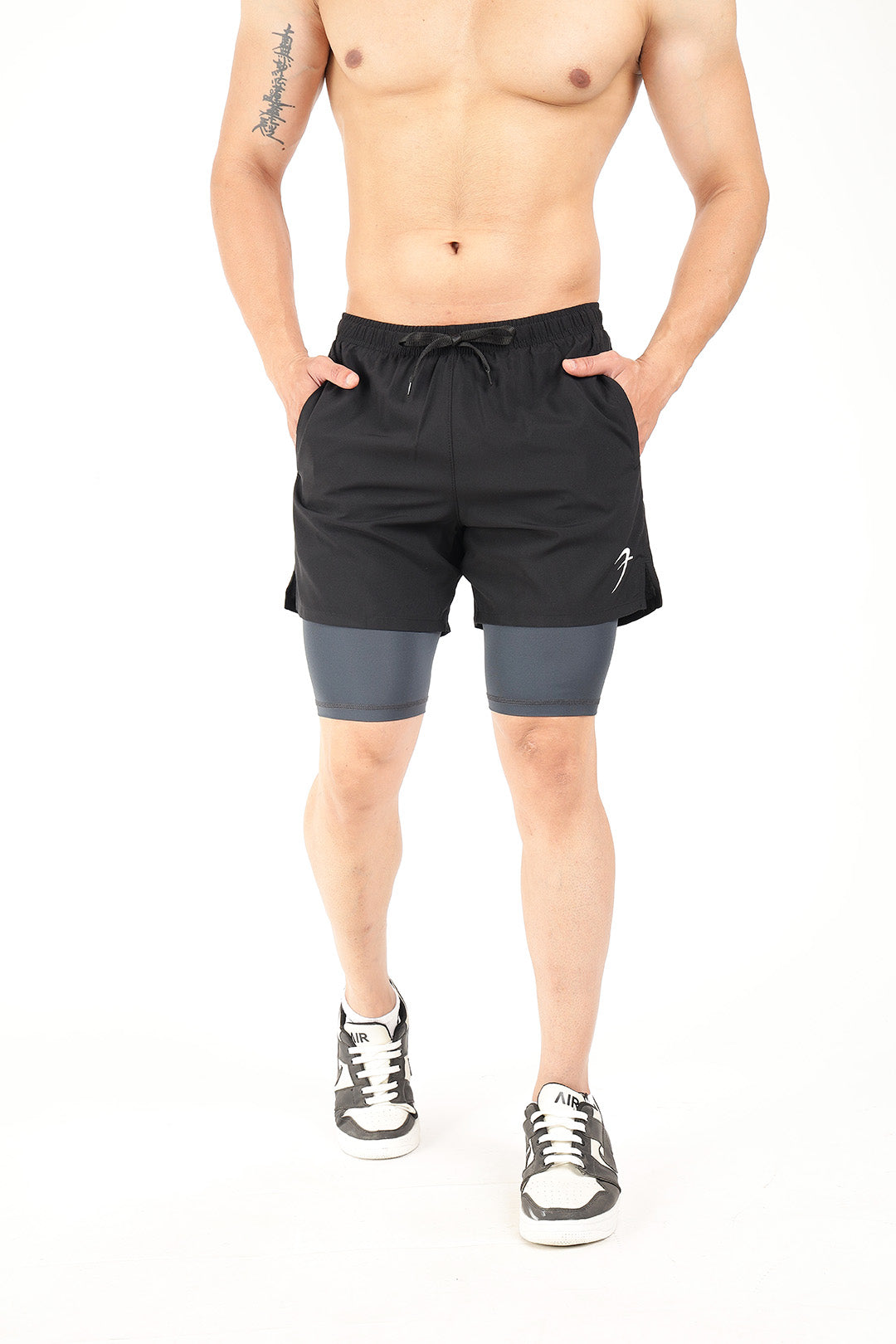 2 in 1 5" Compression Shorts Black