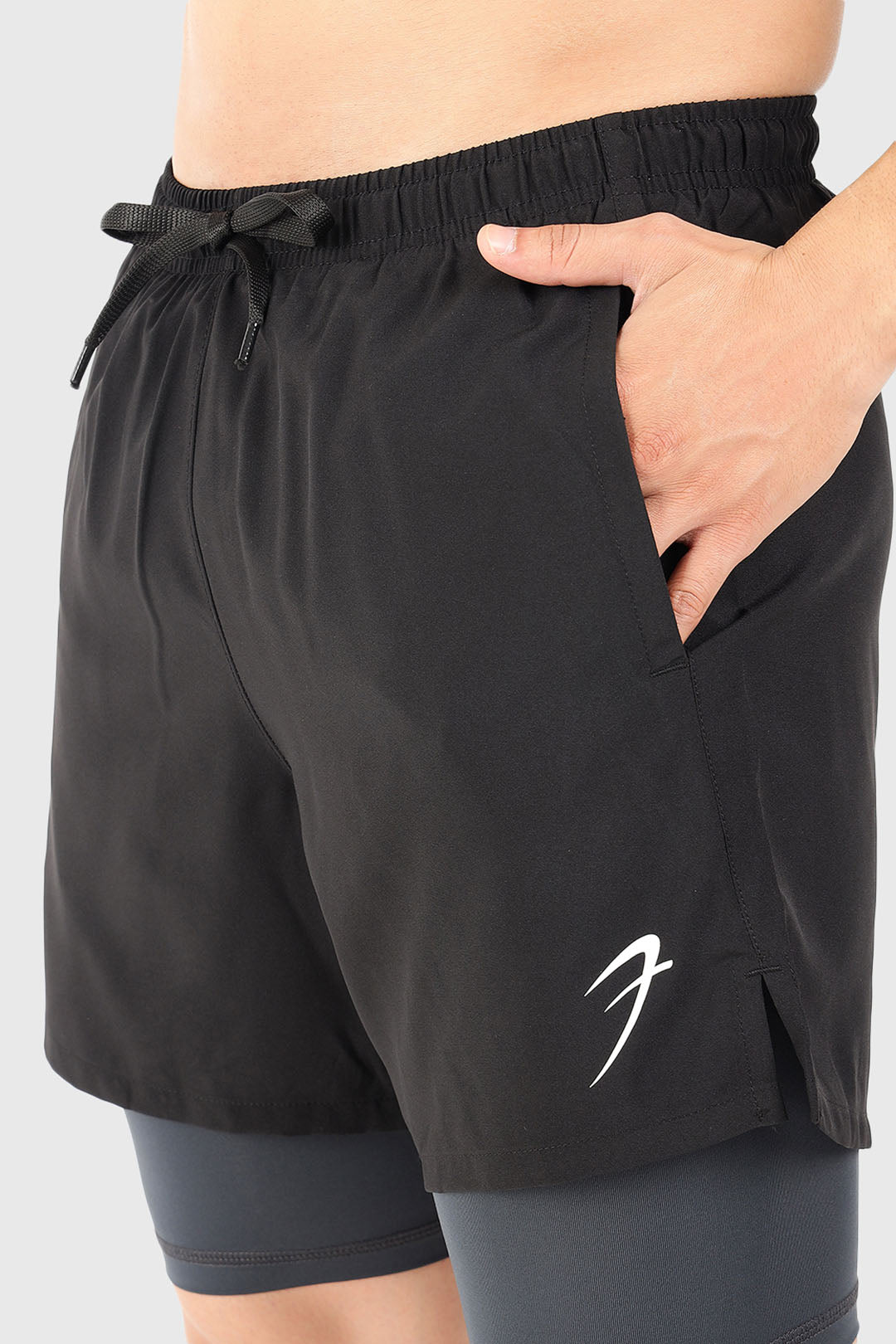 2 in 1 5" Compression Shorts Black