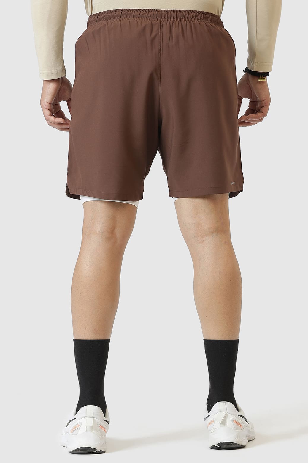 2 in 1 Compression Shorts Brown