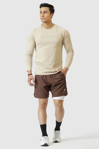 2 in 1 Compression Shorts Brown