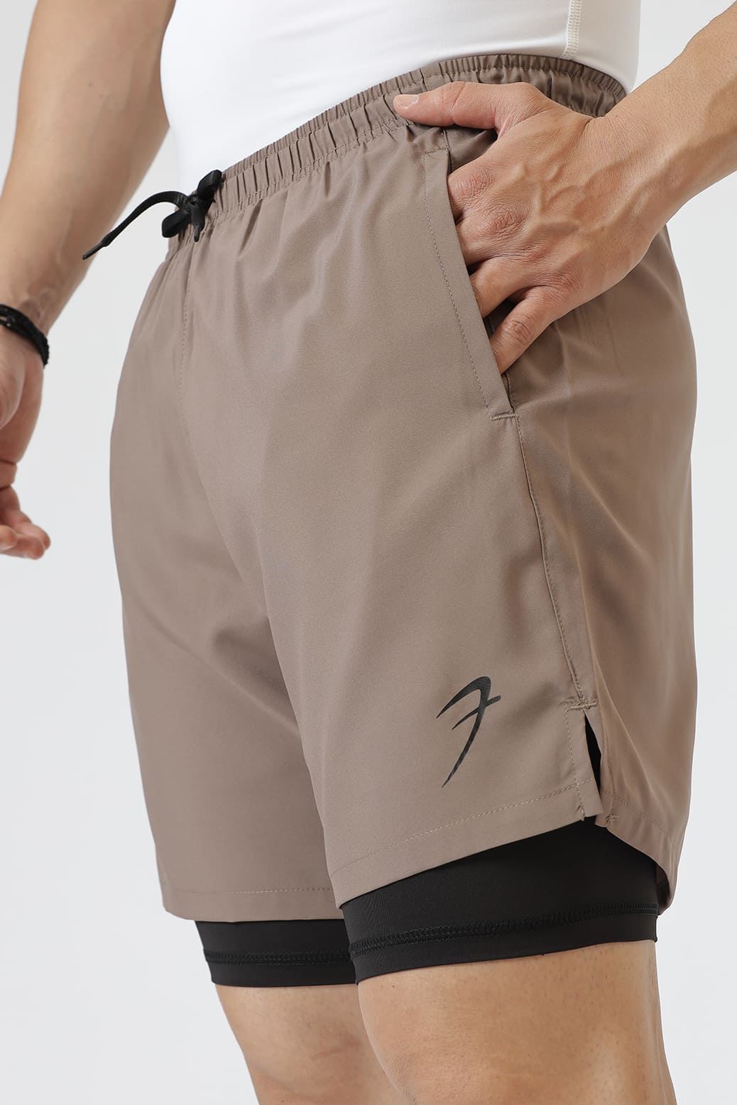 2 in 1 Compression Shorts Dusk Brown