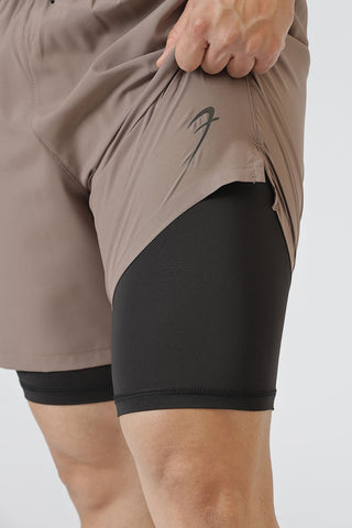 2 in 1 Compression Shorts Dusk Brown