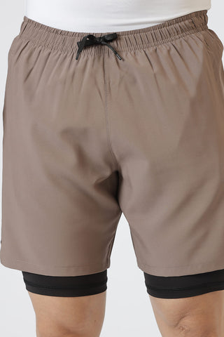 2 in 1 Compression Shorts Dusk Brown