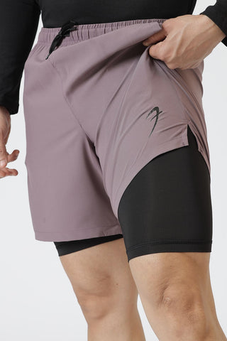 2 in 1 Compression Shorts Mauve