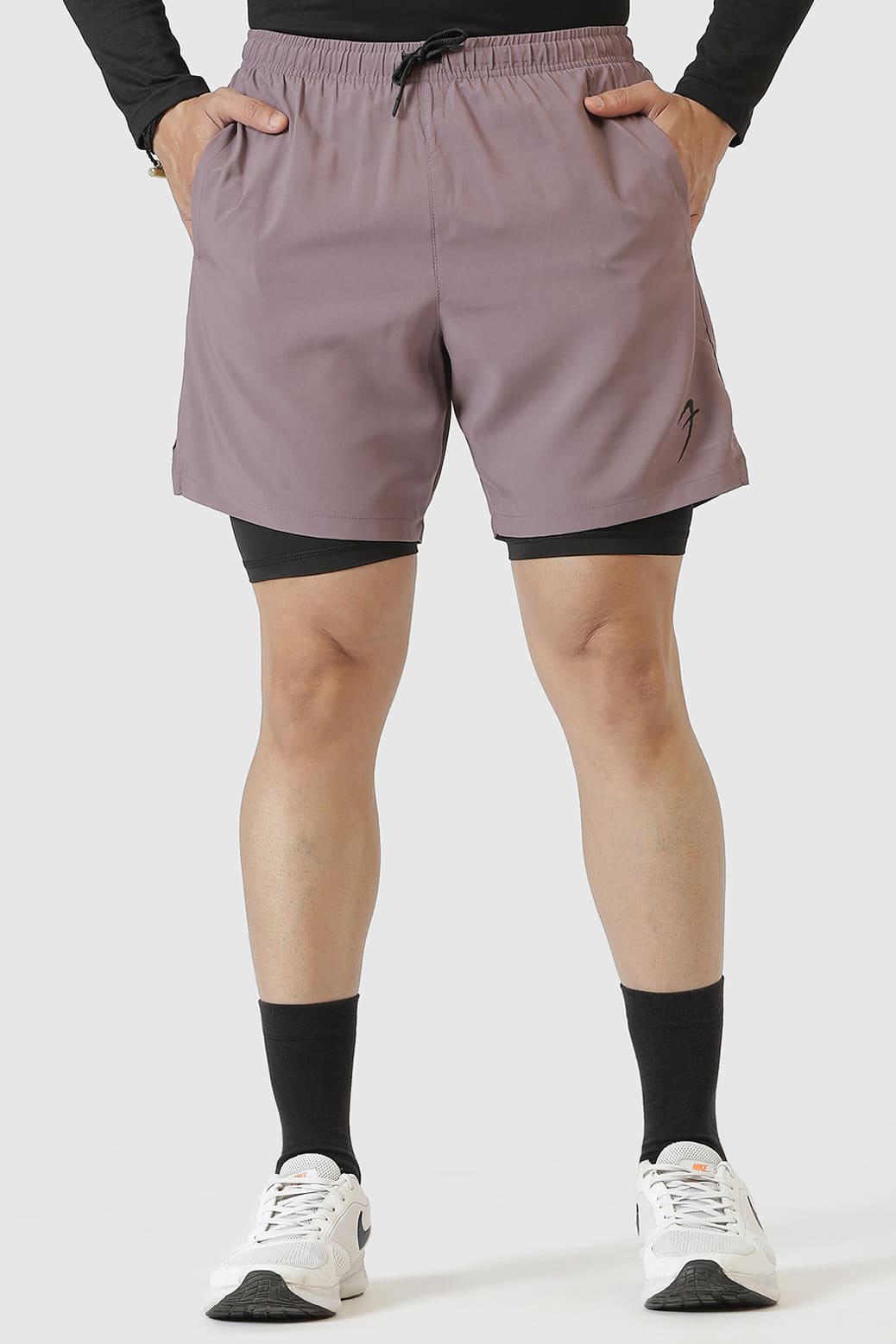 2 in 1 Compression Shorts Mauve