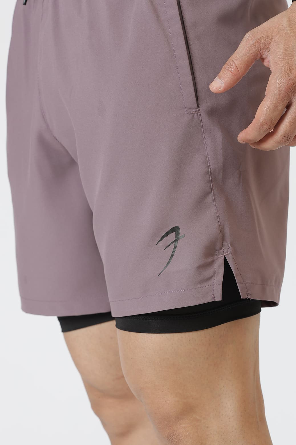 2 in 1 Compression Shorts Mauve