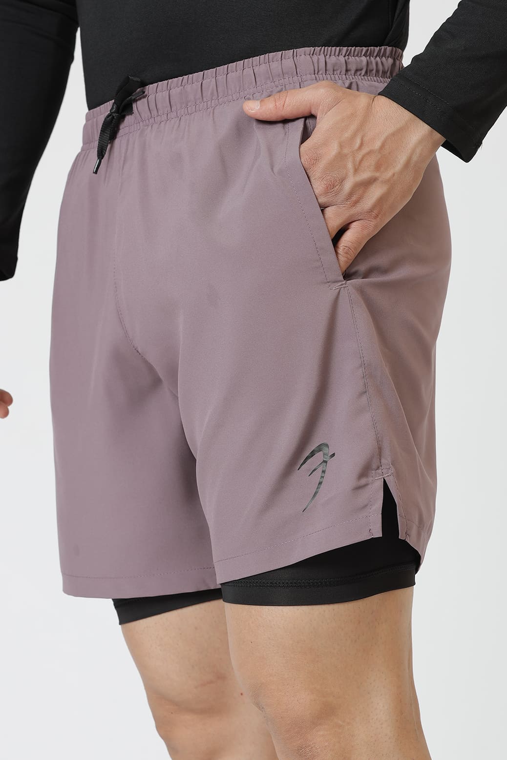 2 in 1 Compression Shorts Mauve