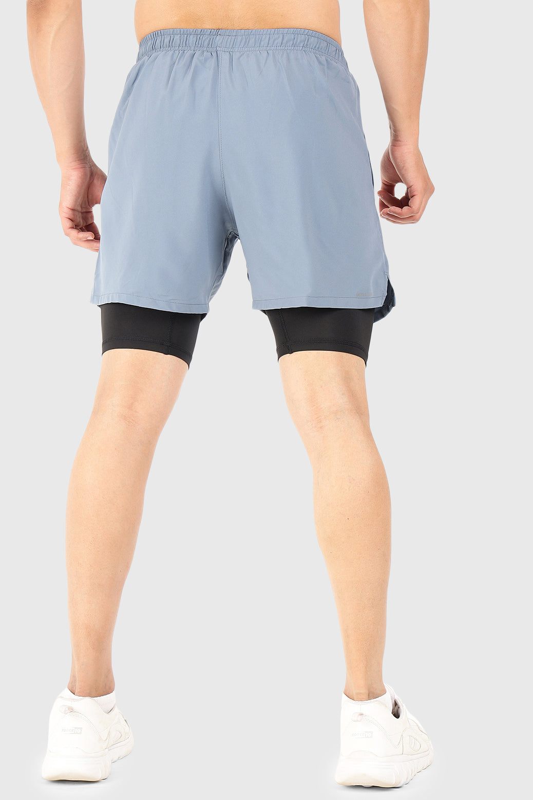 2 in 1 5" Compression Shorts Light Grey