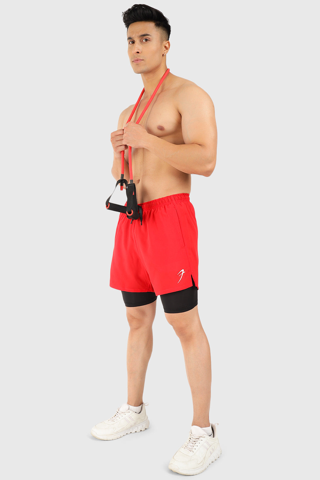 2 in 1 5" Compression Shorts Red