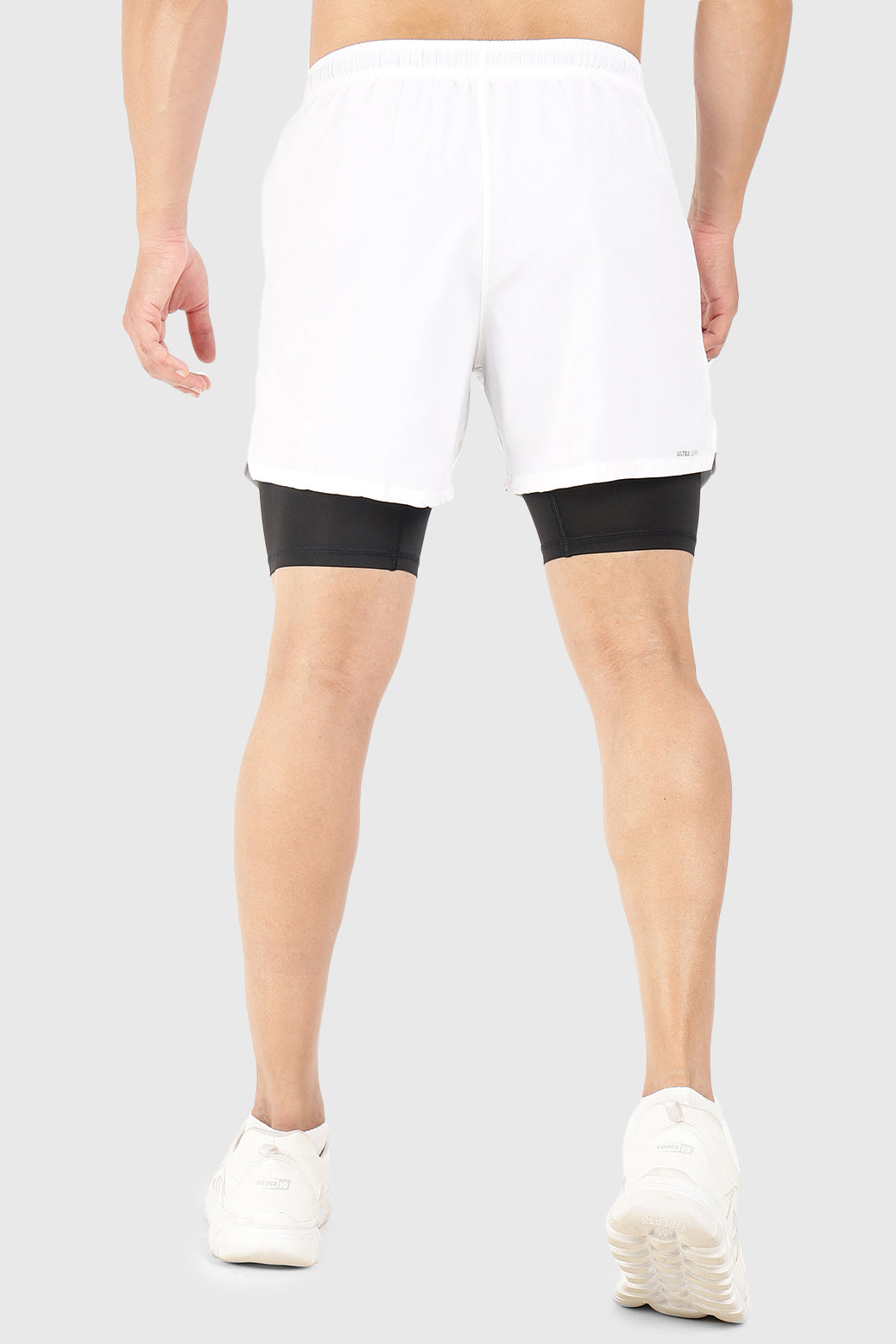 2 in 1 5" Compression Shorts White