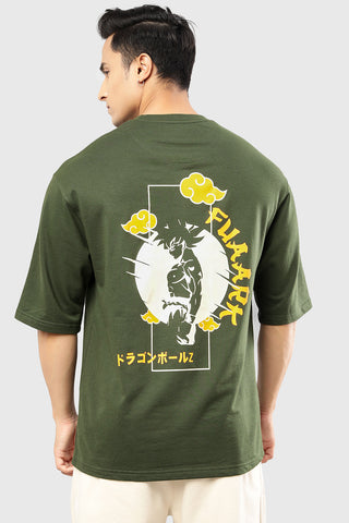 Anime Oversized T-shirt Goku Olive