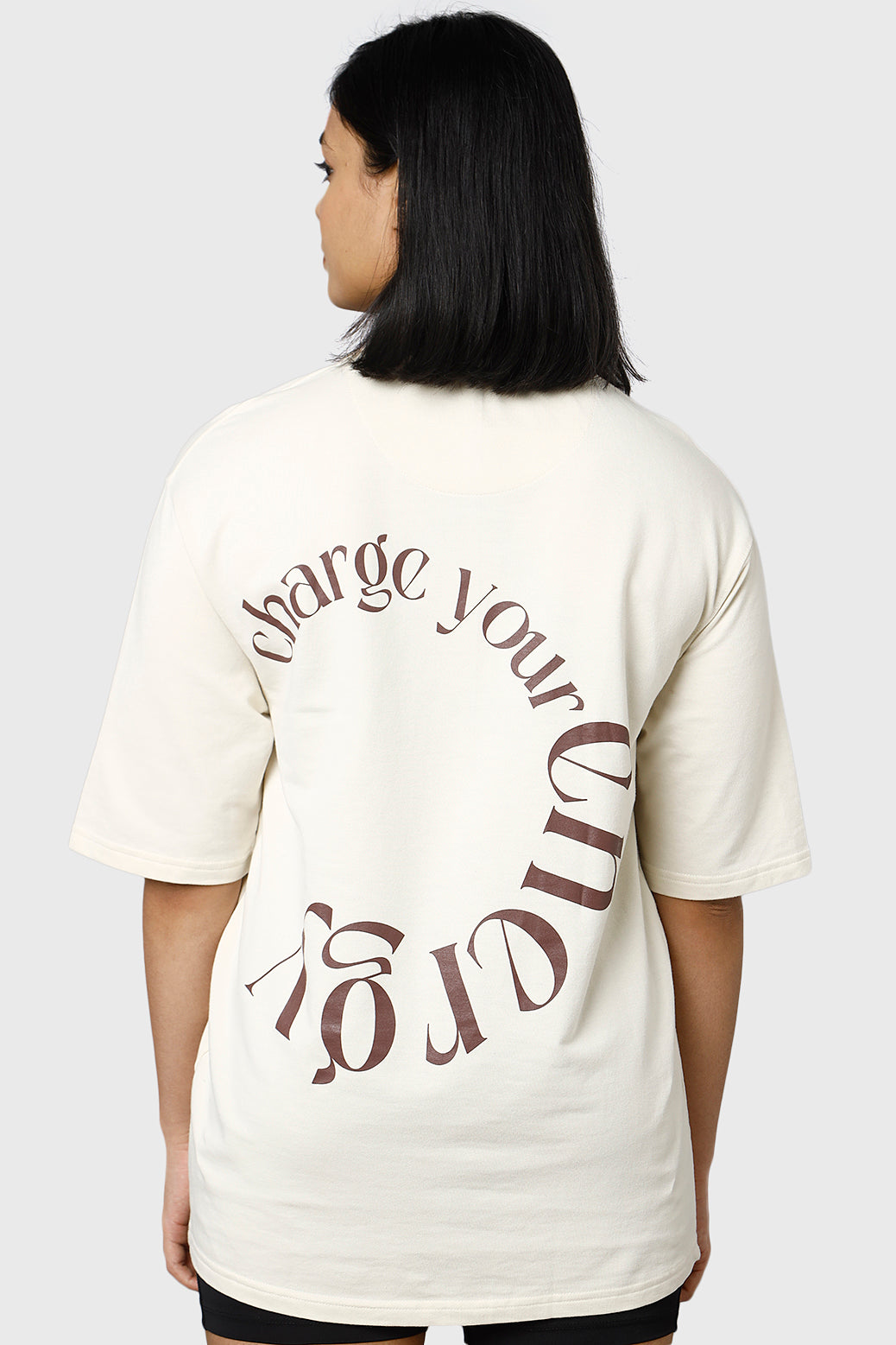 Charge Your Energy Oversized Tshirt Beige