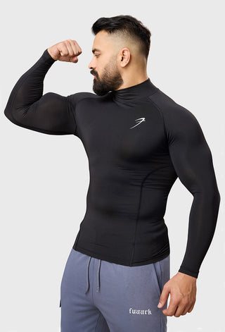 High Neck Compression Full Sleeves T-shirt Black