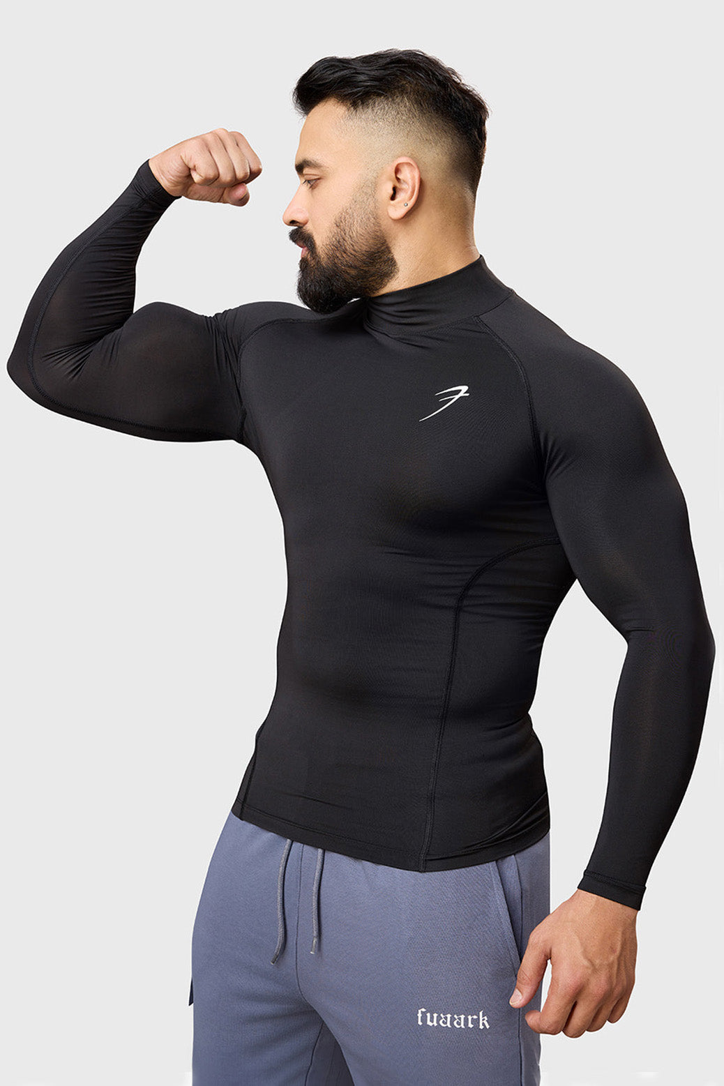 High Neck Compression Full Sleeves T-shirt Black