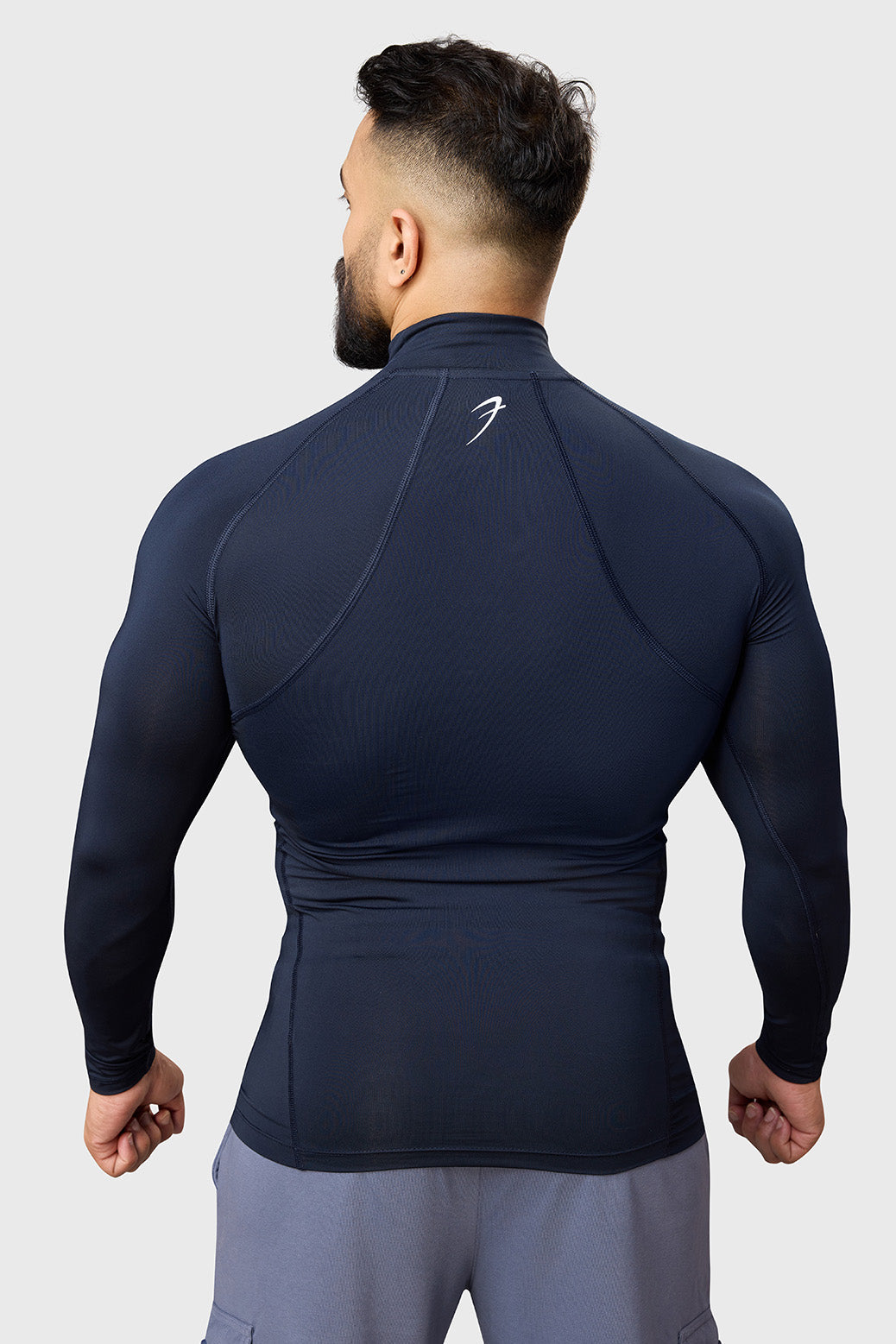 High Neck Compression Full Sleeves T-shirt Navy